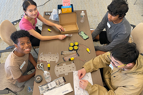 Student team working on self-driving car