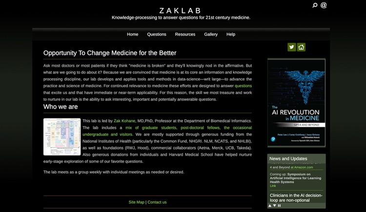 screenshot of Zaklab website