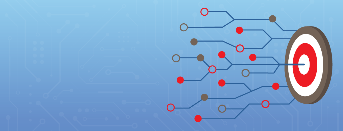 concept image of neural network moving toward target in shape reminiscent of a dreamcatcher