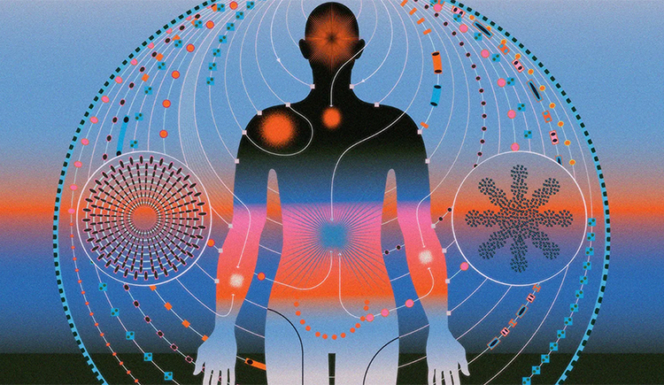 A person with a lot of data points over the body